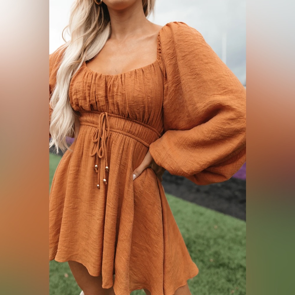The Post Ali Romper Dress in Copper / Rust Orange Color in Size S
